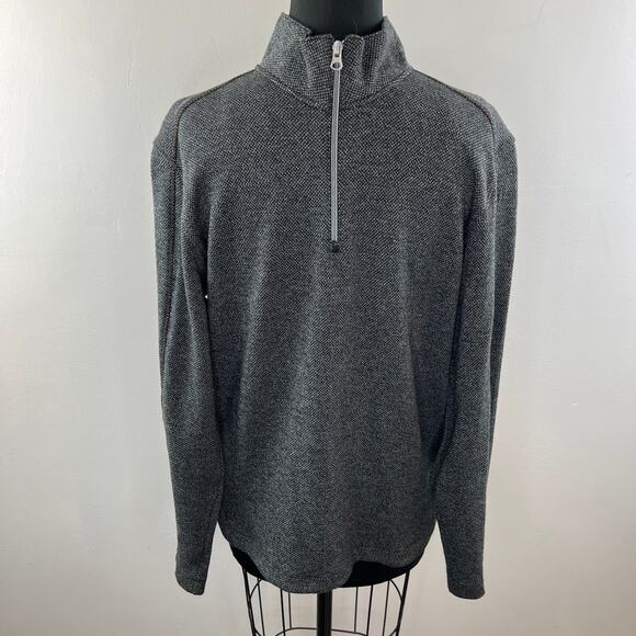 ROBERT GRAHAM Gray Cotton Classic Fit Quarter Zip Pullover Long Sleeve Top Sz M - Picture 3 of 9